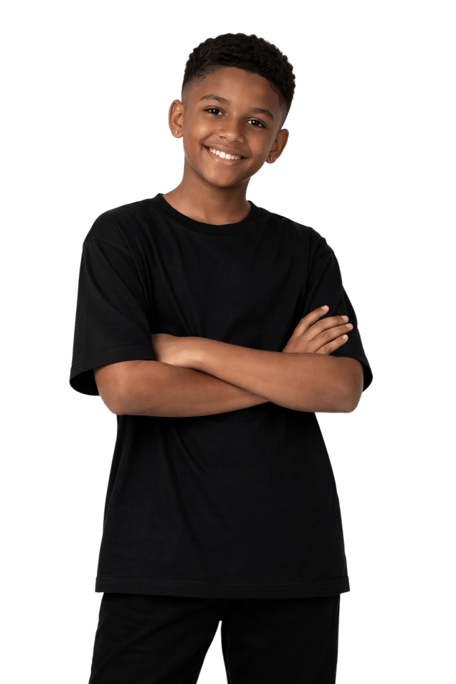 Camiseta Jovem (10-14) personalizada com a estampa da sua marca, produzida pela Gubo
