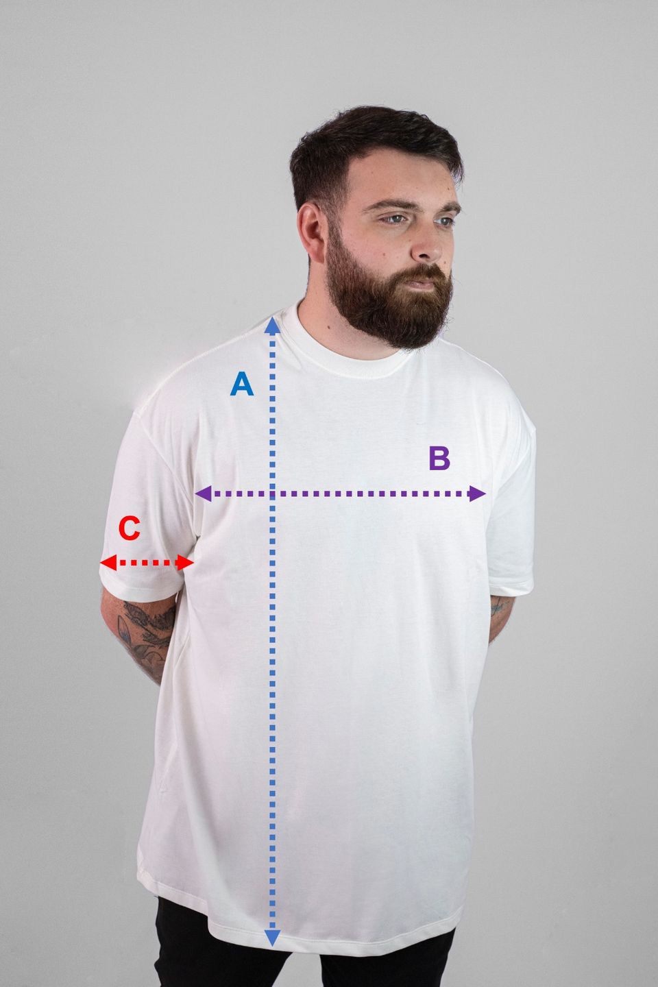 Pontos de medida da Camiseta Oversized