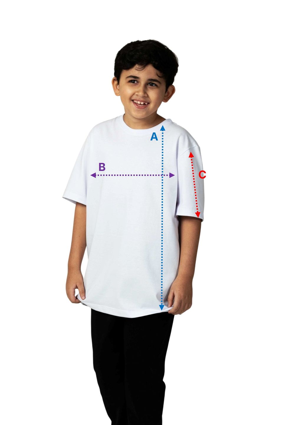 Pontos de medida da Camiseta Mini (2-8)