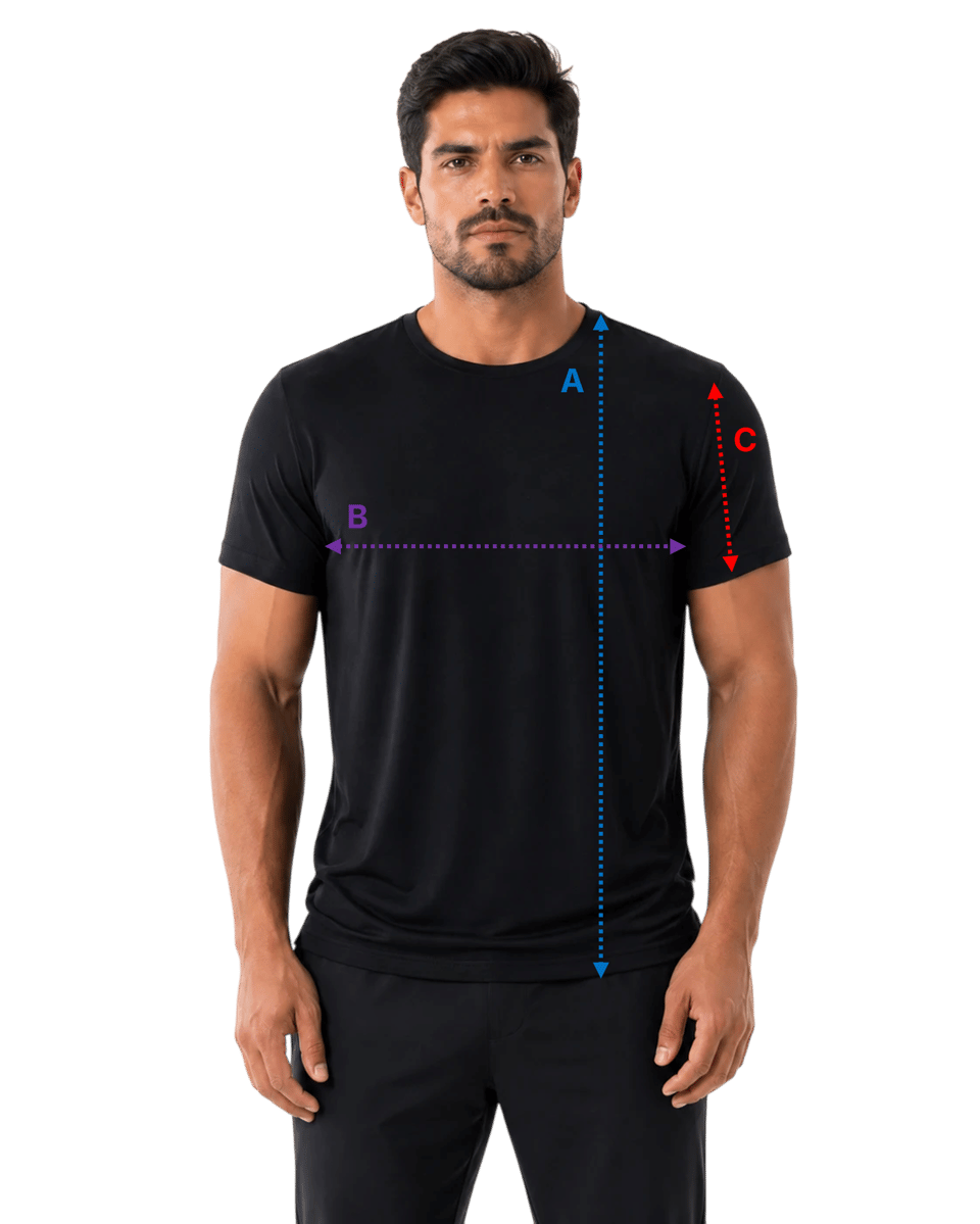 Pontos de medida da Camiseta Tech Modal